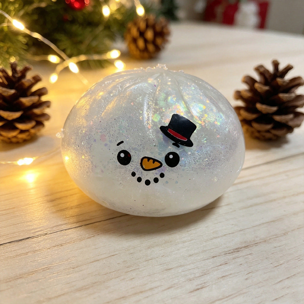 Christmas Squishy Stress Relief Toy – Cute Glitter Bun Design