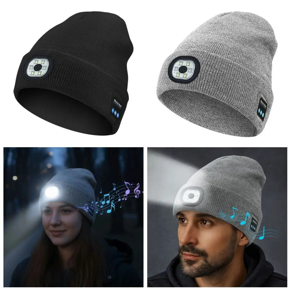 3-in-1 Bluetooth Beanie with Rechargeable LED Light