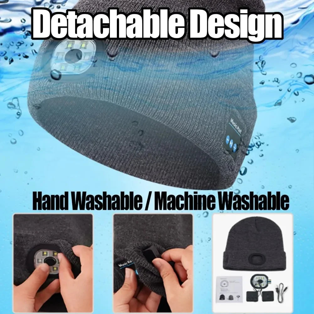 3-in-1 Bluetooth Beanie with Rechargeable LED Light