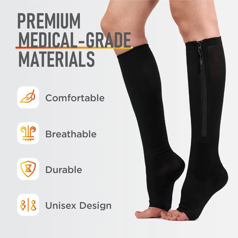 15–20 mmHg Zipper Compression Socks