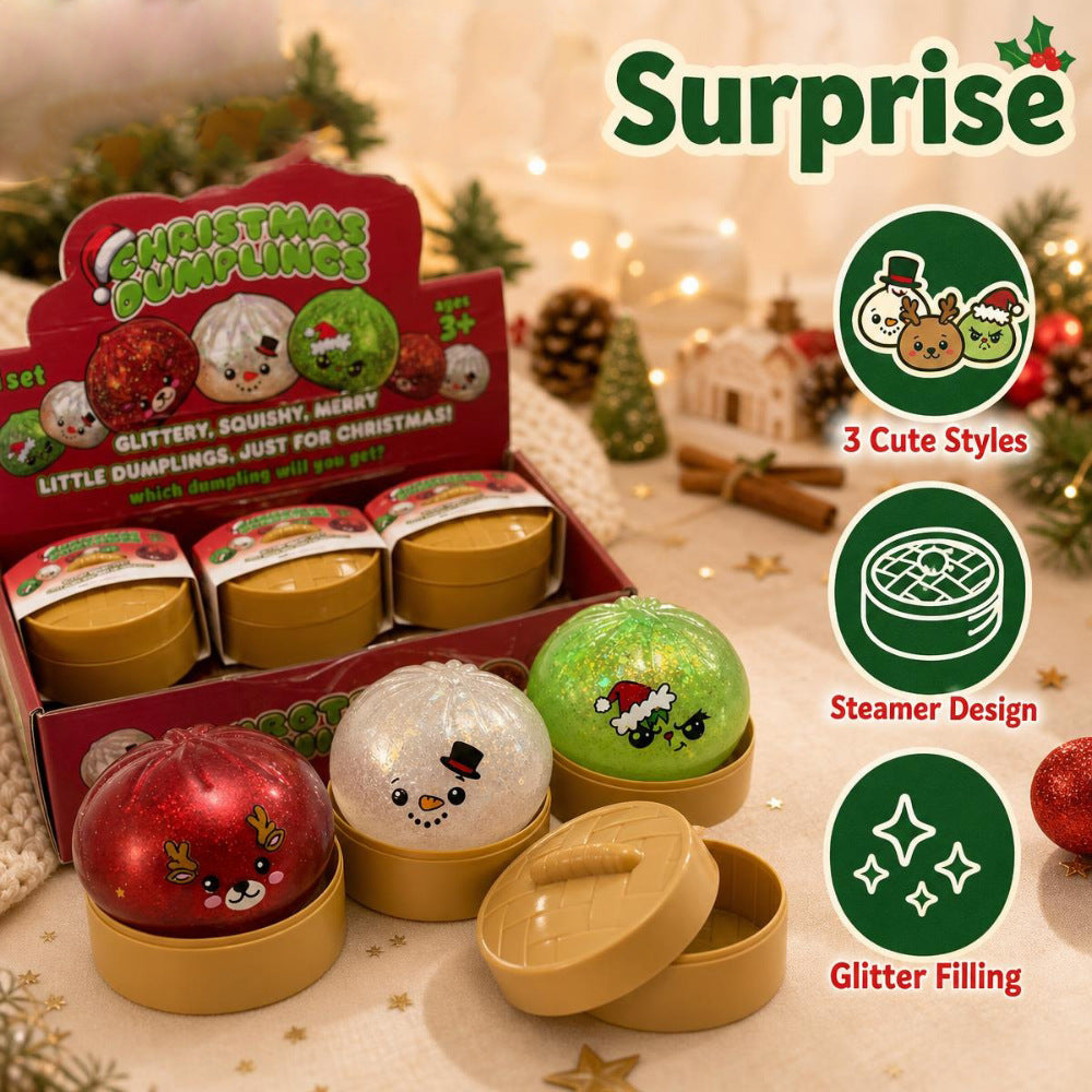 Christmas Squishy Stress Relief Toy – Cute Glitter Bun Design