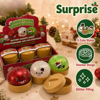 Christmas Squishy Stress Relief Toy – Cute Glitter Bun Design