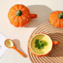 Pumpkin Ceramic Coffee Mug with Spoon – Cute Halloween Cup