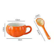 Pumpkin Ceramic Coffee Mug with Spoon – Cute Halloween Cup