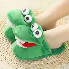 Funny Crocodile Plush Slippers – Cute Cartoon Animal Indoor House Shoes