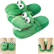 Funny Crocodile Plush Slippers – Cute Cartoon Animal Indoor House Shoes