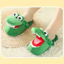 Funny Crocodile Plush Slippers – Cute Cartoon Animal Indoor House Shoes