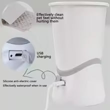 Electric Dog Paw Cleaner – Automatic Rotating Paw Washer for Dogs & Cats, Portable Pet Foot Cleaning Cup, White